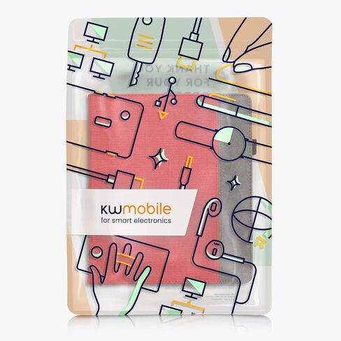 kwmobile Cover Compatible with Amazon Kindle Scribe Cover - Faux Leather/Suede Case with Stand - Red/Dark Grey in Saudi Arabia