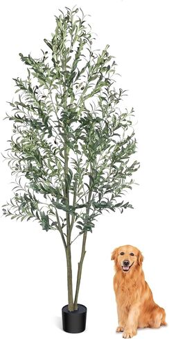Fosun Faux Olive Tree 6FT - Artificial Olive Tree with Realistic Leaves, Tall Trunk and Fruits, Tall Fake Silk Olive Tree with Pot for Bedroom Office Living Home Decor in Saudi Arabia