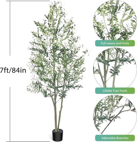Fosun Faux Olive Tree 6FT - Artificial Olive Tree with Realistic Leaves, Tall Trunk and Fruits, Tall Fake Silk Olive Tree with Pot for Bedroom Office Living Home Decor in Saudi Arabia