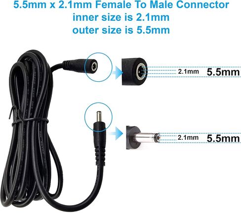 Universal 20ft 6 Meters Power Extension Cable, DC Plug 12V 24V Power Adapter Extension Cable, 2.1mm x 5.5mm Male to Female, 20AWG Cord for Surveillance Camera, Monitor, LED, Car More in Saudi Arabia