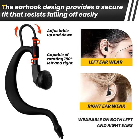 2-Pack Two-Way Radio Earpiece with Mic Ear Hooks Walkie Talkie Headset, Compatible with Kenwood Baofeng BTECH Retevis Wouxun (2Pin K-Type) in Kuwait