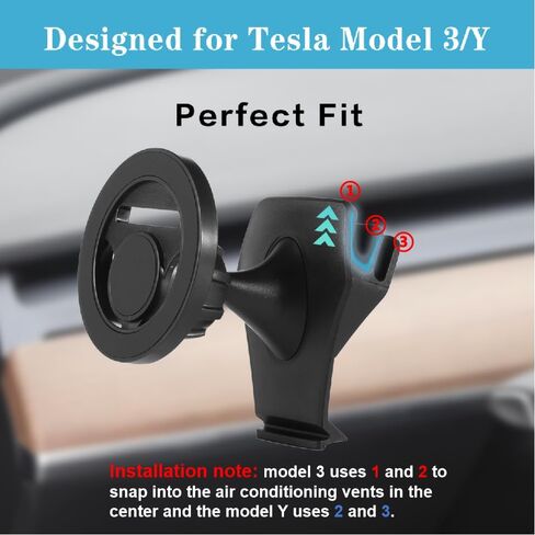حامل هاتف مغناطيسي لـ Tesla، مصمم لطراز Tesla 3 Y، قابل للتعديل 360 درجة لحامل هاتف Tesla المغناطيسي لسلسلة iPhone 15/14/13/12 in Saudi Arabia