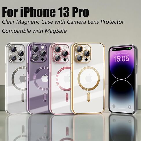 Misscase for iPhone 16 Pro MagSafe Case with Camera Lens Protector,Full Protection Clear Magnetic Case Compatible with MagSafe Elegant Anti-Scratch Case Cover for iPhone 16 Pro Gold in Saudi Arabia