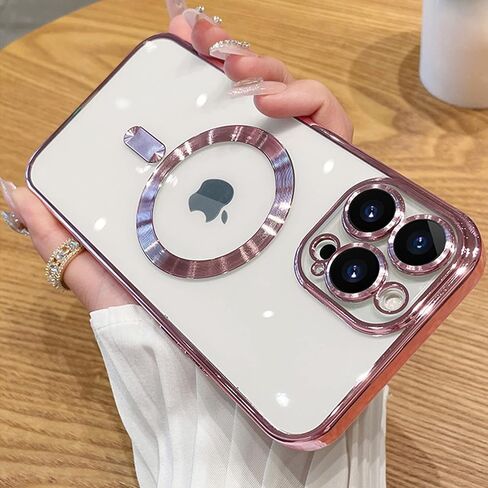 Misscase for iPhone 16 Pro MagSafe Case with Camera Lens Protector,Full Protection Clear Magnetic Case Compatible with MagSafe Elegant Anti-Scratch Case Cover for iPhone 16 Pro Gold in Saudi Arabia