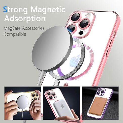 Misscase for iPhone 16 Pro MagSafe Case with Camera Lens Protector,Full Protection Clear Magnetic Case Compatible with MagSafe Elegant Anti-Scratch Case Cover for iPhone 16 Pro Gold in Saudi Arabia
