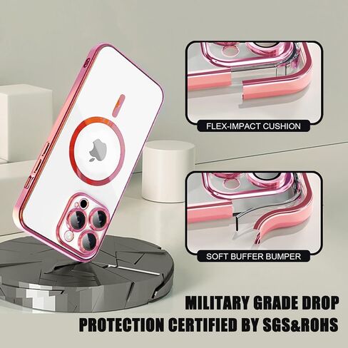 Misscase for iPhone 16 Pro MagSafe Case with Camera Lens Protector,Full Protection Clear Magnetic Case Compatible with MagSafe Elegant Anti-Scratch Case Cover for iPhone 16 Pro Gold in Saudi Arabia