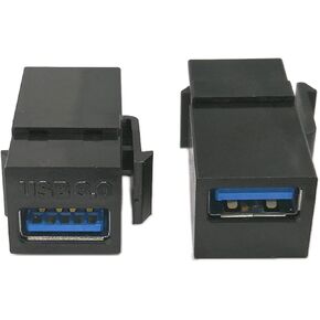 USB 3.0 Keystone Jack Inserts, Haokiang (2-Pack) USB 3.0 Adapters Female to Female Coupler Insert Connector for Wall Plate Outlet Panel-Black