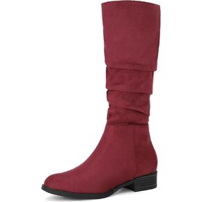 Allegra K Women's Round Toe Slouches Block Heels Knee High Boots