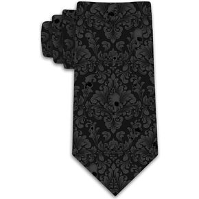 Skull Ties Mens Damask Necktie Halloween Tie for Men Conservative Holiday Print
