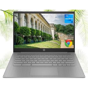 HP Chromebook with Gemini-AI Chrome OS | 14" HD Display Computer | 4GB RAM | 128GB(64GB eMMC+64GB Card) & 128GB Portable SSD | Intel Celeron CPU | Card Reader | Copilot Ready | Ultra Light | RK Bundle