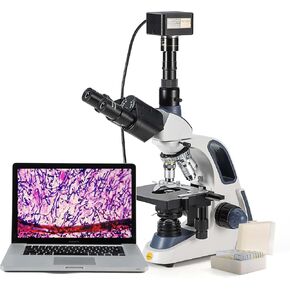 SWIFT Compound trinocular Microscope, 40X-2500X Digital Lab trinocular Compound LED Microscope with 3MP USB Camera and Slides,Mechanical Stage
