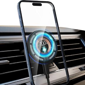 Magnetic Wireless Car Charger, Minthouz 15W Magsafe Car Mount Charger Fast Charging for iPhone 15/14/13/12 Series and Other Qi-Certified Phones with a MagSafe Case, Air Vent Phone Holder Mount