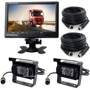 9 inch TFT Car Vehicle Rearview Monitor + 2 x 4Pin 18 LED IR Night Vision Reversing Parking Backup Camera 15m 49ft Cable for Long Bus Truck Motorhome Trailer Caravan Waterproof 12V-24V
