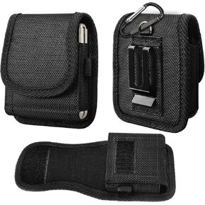 Phone Holster for Samsung Galaxy Z Flip 3/Z Flip 4/Z Flip/Z Flip 5G, Motorola Moto Razr 2019/Razr 5G Nylon Phone Pouch Belt Holder Carrying Case with Belt Clip Loop,Black