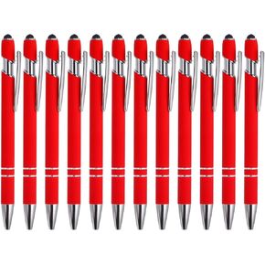 PATIKIL Ballpoint Pen with Stylus Tip, 12 Pack 2 in 1 Metal Pen Black Ink 1.0mm Medium Point Stylus Pen for Touch Screens Style 1, Light Blue