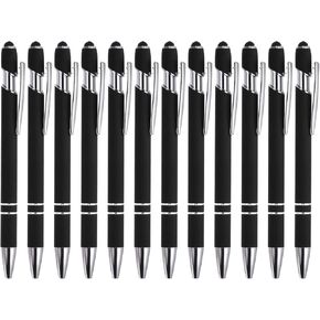 PATIKIL Ballpoint Pen with Stylus Tip, 12 Pack 2 in 1 Metal Pen Black Ink 1.0mm Medium Point Stylus Pen for Touch Screens Style 1, Light Blue