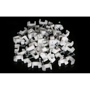 200 PCS 6mm Flat Ethernet Cable Wire Clips Single Coaxial Cable Clamps with Nail for Ethernet Cable Management