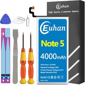 Galaxy Note 5 Battery, [Upgraded] Euhan 4000mAh Li-Polymer EB-BN920ABE Replacement Battery for Samsung Galaxy Note 5 SM-N920 N920T N920A N920P N920V with Repair Tools Kit [24 Month Service]