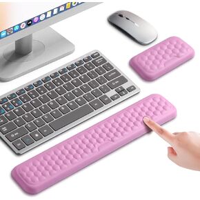 Ergonomic Wrist Rest for Keyboard and Mouse, Mouse Wrist Support Pad Combo with Massage Design, Memory Foam Non-Slip Wrist Rest PU Base Set for Pain Relief Desk Office Laptop Gaming, Gray