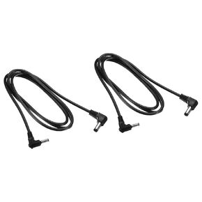 MECCANIXITY DC Extension Cable 5.5x2.1mm Male to 3.5x1.35mm Male Elbow Power Extension Wire Plug 100cm Cord for LED Strip Camera CCTV, Black Pack of 2