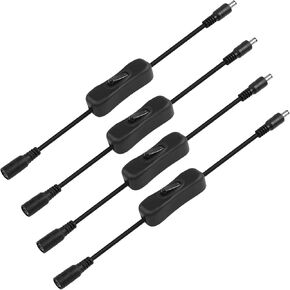 DC5521 Inline Switch On Off Cable, 4PCS DC 5.5mm x 2.1mm Male to Female Extension Cable with 304 On/Off Switch for CCTV Security Surveillance Wireless IP Camera etc