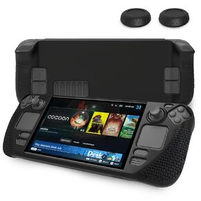 Miruchertter Silicone Cover Compatible with Steam Deck Console All-round Protective Shell Case Soft & Shockproof Skin with Non-Slip Thumb Grips Compatible with Steam Deck Accessories (Black)