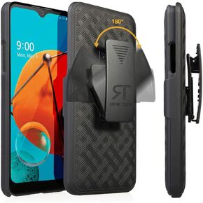 for LG K51 Case with Belt Clip Holster, Kickstand Slim Cover Phone Case for LG K51 - Black