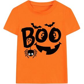 Boys Halloween T-Shirts Halloween Pumpkin Shirts Kids Ghost Trick or Treat Boo Print Tops Tees 3-10 Years