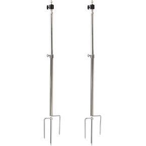 2 PCS Camera Ground Stake Mount for Outdoor, Stainless Steel Collapsible Multifunctional Bracket, Adjustable Metal Ground Spike with Silicone Cover for Hunting Cameras, Trail, etc.