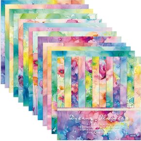 Scrapbooking Supplies 24 Sheets Pink Watercolor Painting Rose Floral Pattern 6" x 6" Cardstock Decoupage Paper Pad Single-sided Pages Decorative Craft Photo Album Decor DIY