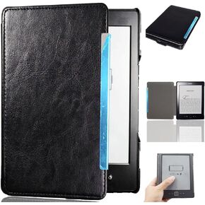 حافظة لجهاز Kindle 5 & Kindle 4 موديل D01100 - غطاء جلد PU أنحف وأخف وزنًا مع غطاء إغلاق مغناطيسي لجهاز Kindle Basic 4 Kindle 5 ebook Case (أسود)