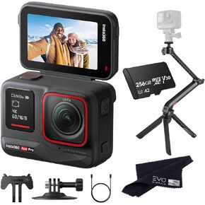 Insta360 Ace Pro - Waterproof Action Camera Co-Engineered with Leica, Flagship 1/1.3"" Sensor, 8K24, 4K120fps, 48MP, Active HDR, 2.4"" Flip Screen|Bundle Includes Multi Mount, 256GB Card, Black