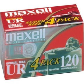 المنتجات الإلكترونية الاستهلاكية MAXELL UR-120 شريط كاسيت صوتي فارغ - متجر مستلزمات مكون من 4 قطع