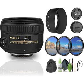 Nikon AF-S NIKKOR 50mm f/1.4G Auto Focus Lens + Cleaning Kit + 3 Piece Filter Kit + Lens Cap