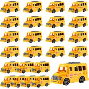 Mini School Bus Bulk 3.9 Inches Model Toy Car Plastic Yellow Small School Bus Playset for Birthday Party Supplies School Bus Favors Goodie Bag Fillers(24 Pcs)