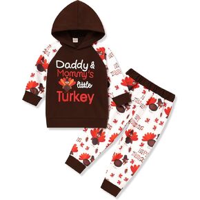 Thanksgiving Outfit Toddler Baby Boy Hoodie Turkey Pattern Print Pants Set Thanksgiving Sweatshirt Clothes in Saudi Arabia
