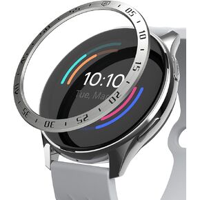 Ringke Bezel Styling Compatible with OnePlus Watch Adhesive Frame Ring Cover Anti Scratch [Stainless Steel] Protection for OnePlus Watch 46mm - Silver [46-01]