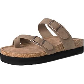 صنادل نسائية ذات نعل سميك مريحة ومسطحة للصيف والشاطئ سهلة الارتداء ومفتوحة عند الأصابع وإبزيم قابل للتعديل in Kuwait