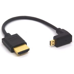 Angled Micro HDMI to HDMI Cable, Micro HDMI Male to HDMI Male Extension Cord 1080P 3D 4K 60Hz Ethernet Adapter Connector 15CM (Left)