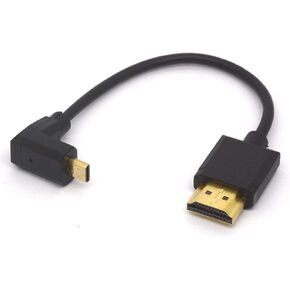 كابل Micro HDMI إلى HDMI بزاوية، سلك تمديد Micro HDMI ذكر إلى HDMI ذكر 1080P 3D 4K 60 هرتز موصل محول إيثرنت 15 سم (يسار)