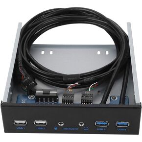 Wendry USB 3.0 Front Panel Hub, Optical Drive 5.25-inch Front Panel, 4-Ports Support USB 3.0, USB 2.0, Microphone Input and Audio Output Port for Computer case, 19PIN HD Audio Extension Front Panel