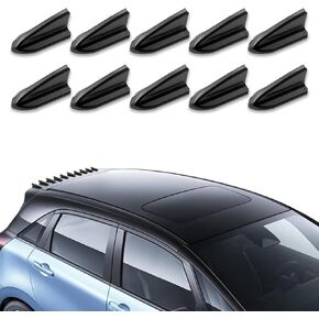 10 PCS Car Shark Fin Antenna Kits, Adhesive-type Car Roof Decoration Accessories, Universal Automobile Modification Parts, for Most Cars, Trucks and Vans (Black)
