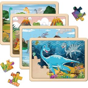 Wooden Puzzles for Kids Ages 3-5, 6 Packs 24 PCs Jigsaw Puzzles Preschool Educational Brain Teaser Boards Toys Gifts for Children, Wood Puzzles for 3 4 5 6 Year Old Boys Girls