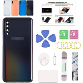GREEN FUSION Compatible with Galaxy A50 Back Cover Replacement, A50 SM-A505 Back Housing Door with Pre-installed Frame Sticker, Repair Tools & Instruction, Black