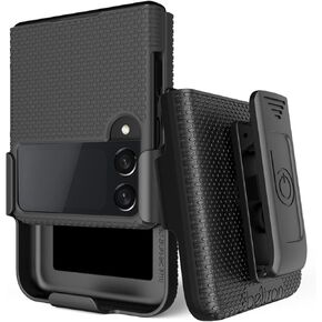 BELTRON Case with Clip for Galaxy Z Flip 3 5G, Slim Fit Tough Protective Cover with Rotating Belt Hip Holster Combo and Built in Kickstand for Samsung Galaxy Z Flip3 (SM-F711 2021) - Pearl Grey