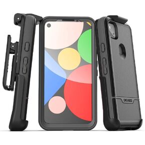 Encased Pixel 4a Belt Clip Case with Screen Protector (RebelShield Series) Heavy Duty Full Body Cover with Holster for Google Pixel 4A (Black)