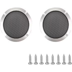 10" Universal Speaker Grille Mesh Cover, Round Decorative Ring Woofer Protection Grille Protective Cover for Cars Home Stereo DIY Accessories Silver with 8Pcs Screws - (2 Pcs)