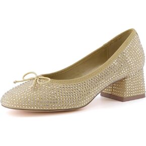 CUSHIONAIRE Women's Eiffel Rhinestone Bling Bow Flat with +Memory Foam and Wide Widths Available