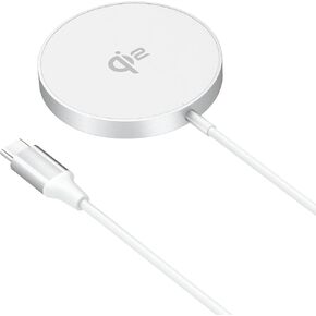 MMOBIEL Magnetic Wireless Charger 15W Qi2 Certified – Wireless Charging Pad for MagSafe iPhone and Samsung – Wireless Charging Station for AirPods and Galaxy Buds – Wireless Qi2 Fast Charger – White