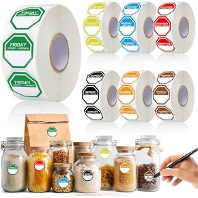 7000 Pcs Day of The Week Labels Food Labels Monday Through Sunday Management Inventory Stickers Removable Weekly Self Adhesive Date Dot Stickers for Restaurant Kitchen Containers (Square)